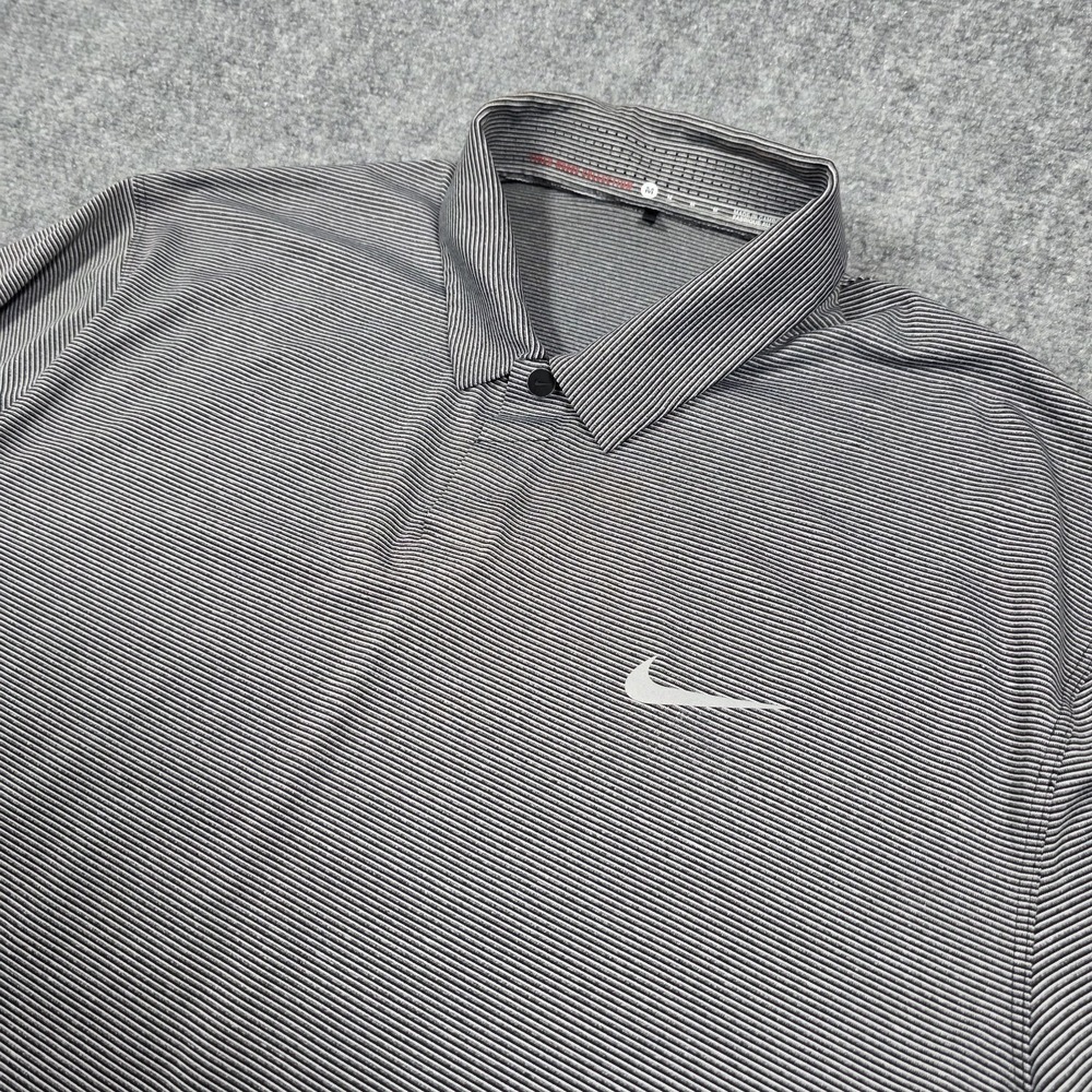 Nike Tiger Woods Collection TW Control Stripe Polo Mens M Gray 648719-010 Golf